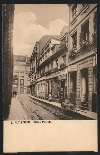 AK Berlin, Partie an der Kleinen Poststrasse mit Schlossergeschäft von Paul Dittmann