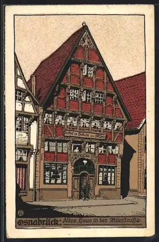 Steindruck-AK Osnabrück, Altes Haus in der Bierstrasse