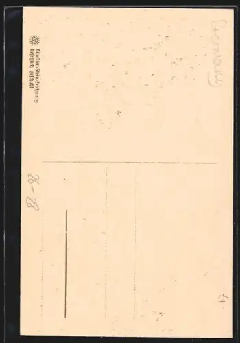 Steindruck-AK Düren, Altes Kornhaus mit Grünanlagen