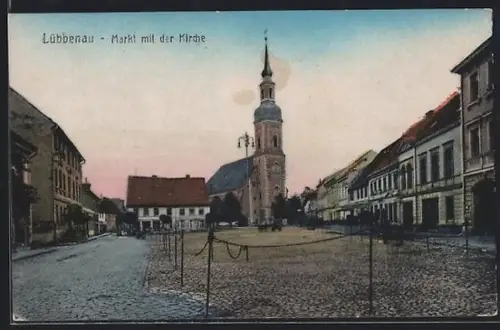 AK Lübbenau, Markt mit Kirche