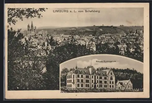 AK Limburg a.L., Neues Gymnasium, Gesamtansicht vom Schafsberg aus