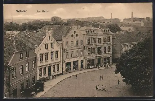 AK Wilster, Partie am Markt mit Hotel Stadt-Hamburg und Gasthof zur Börse, Inh. J. Rure