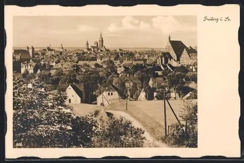 AK Freiberg i. Sa., Ortsansicht mit Kirche