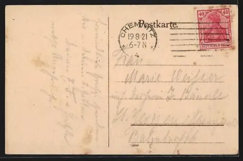 AK Chemnitz, Rathaus mit Becker-Denkmal