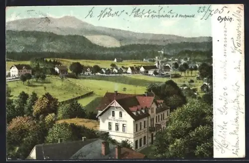 AK Oybin, Blick zum Hotel Engelmann