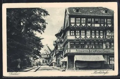 AK Goslar, Marktkirchhof, Pelzwaren-Hut-u.-Mützen-Lager
