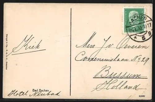 AK Aachen, Hauptbahnhof, Theater u. Kaiser-Wilhelm-Denkmal, Elisenbrunnen