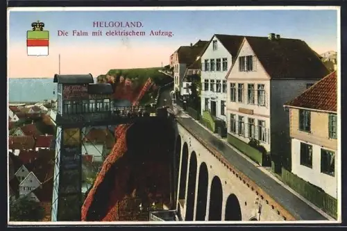 AK Helgoland, Die Falm mit elektrischem Aufzug