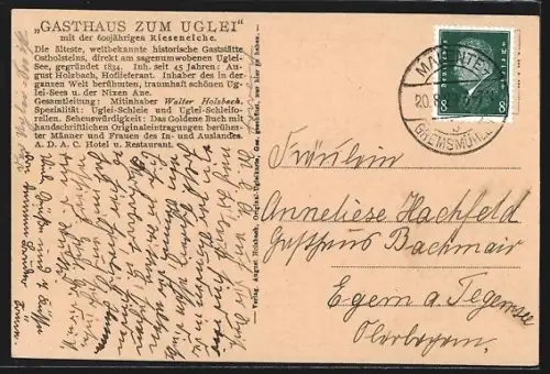 AK Uglei-See, Gasthaus zum Uglei, 600-jährige Rieseneiche