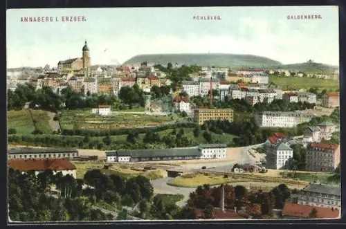AK Annaberg i. Erzgeb., Ortsansicht mit Pöhlberg und Galgenberg