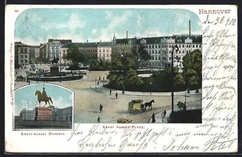 AK Hannover, Ernst August Platz, Ernst August Denkmal