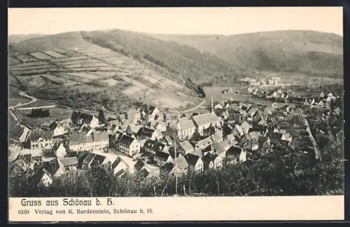 AK Schönau b. H., Ortsansicht aus der Vogelschau