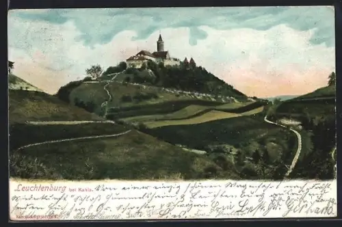 AK Leuchtenburg bei Kahla, Burgansicht auf dem Hügel