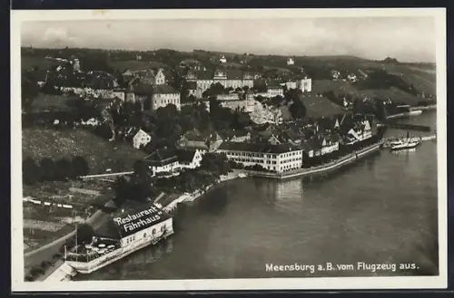 AK Meersburg a. B., Restaurant Fährhaus vom Flugzeug aus