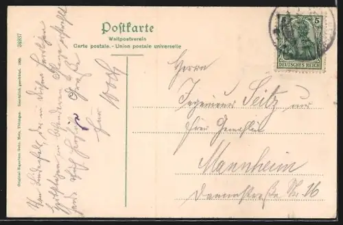 AK Lindenfels i. O., Ortsansicht mit Kirche und Burg