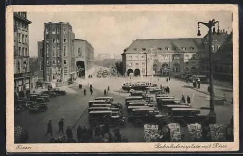 AK Essen, Bahnhofsplatz mit Börse