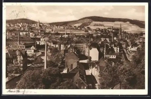 AK Aue i. Sa., Ortsansicht aus der Vogelschau