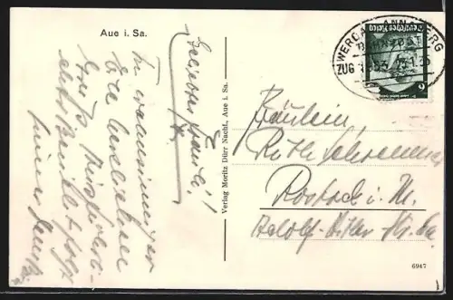 AK Aue i. Sa., Ortsansicht aus der Vogelschau