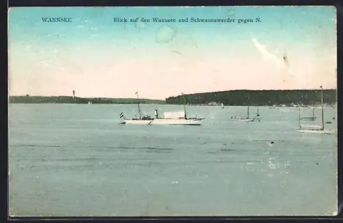 AK Berlin-Wannsee, Blick auf den Wannsee und Schwanenwerder