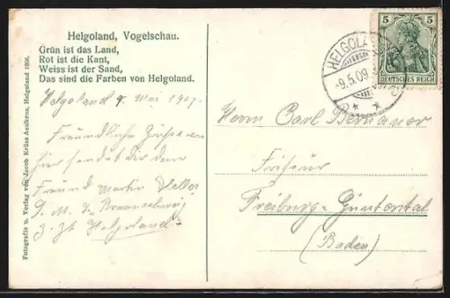 AK Helgoland, Blick auf die Insel aus der Vogelschau