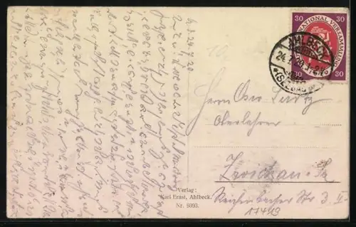 AK Ahlbeck / Ostseebad, Ort und Strand v. Heringsdorf aus gesehen