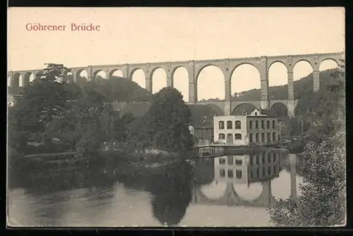 AK Göhren / Göhrener Brücke, Gesamtansicht mit Flusslauf