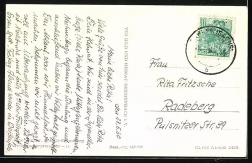 AK Dahlen / Oschatz, Bahnhofstrasse mit Blick zum Rathaus, FDJ-Jugendherberge Georgi Dimitroff, Marktplatz und Schloss