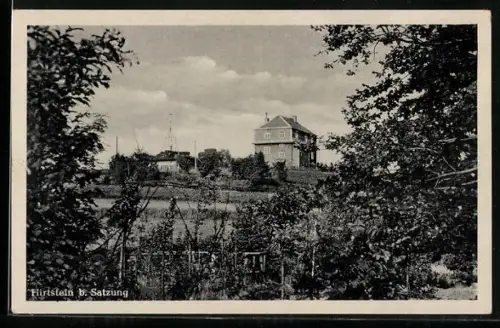 AK Satzung, Villenansicht mit Grünanlage vom Hirtstein gesehen
