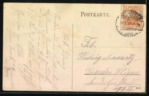 AK Neuhausen / Dresden, Totalansicht mit Kirche