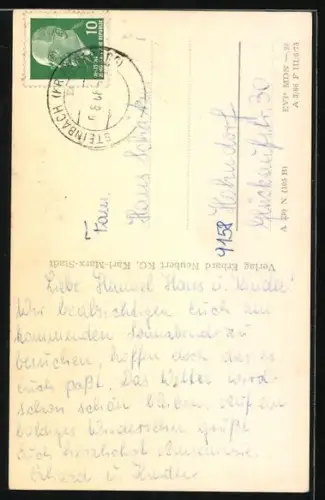 AK Steinbach / Annaberg-Buchholz, Ortsansicht, Kirche