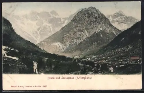 AK Brand /Arlbergbahn, Gesamtansicht mit Scesaplana