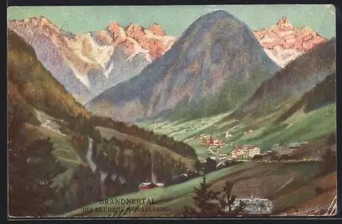 Künstler-AK Bludenz /Vorarlberg, Blick ins Brandnertal