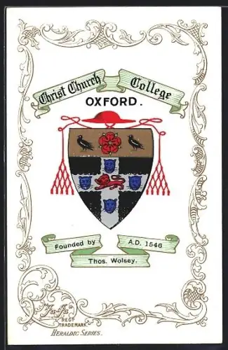 Künstler-AK Oxford, Christ Church-College, Studentenwappen
