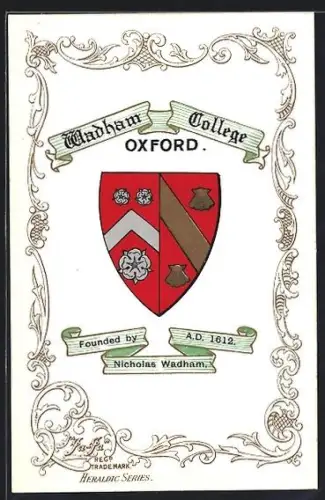 Künstler-AK Oxford, Wadham-College, Studentenwappen