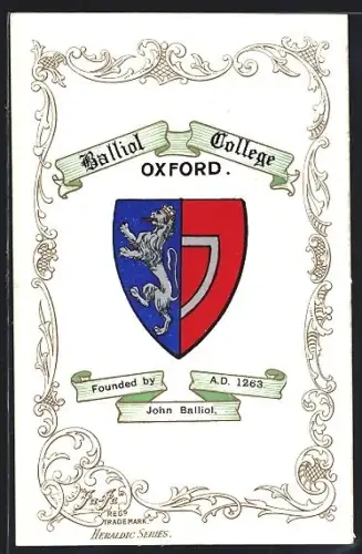 Künstler-AK Oxford, Balliol-College, Studentenwappen