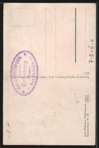 Künstler-AK Dürrnberg, Häuer bei der Arbeit im Salzbergwerk