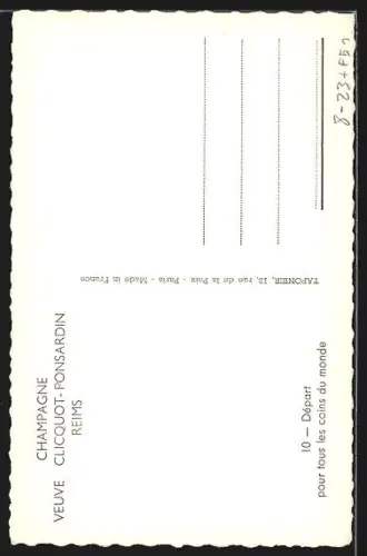 AK Reims, Champagne, Veuve Clicquot-Ponsardin, Départ pour tous les coins du monde, Sektflaschen neben Kisten