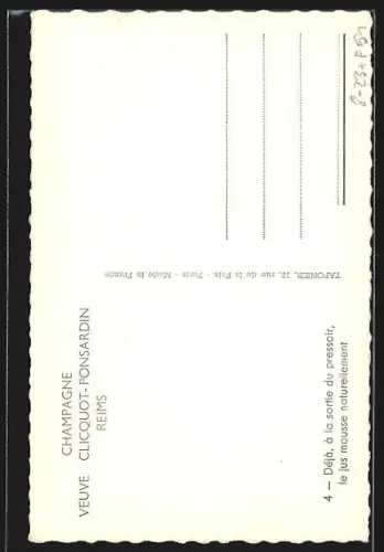 AK Reims, Champagne, Veuve Clicquot-Ponsardin, Déja, à la sortie du pressoir le jus mousse naturellement, Weinverarbeitu