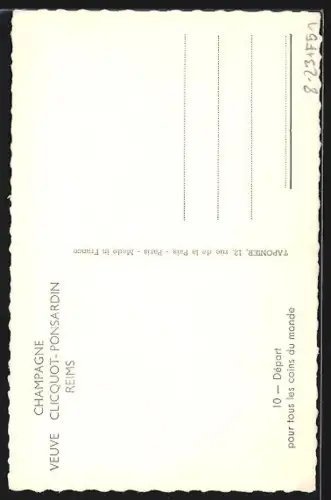 AK Reims, Champagne, Veuve Clicquot-Ponsardin, Départ pour les coins du monde, Sektflaschen neben Kisten