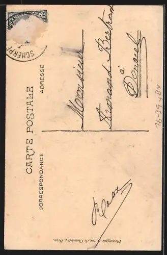 Blumengruss-AK Montaigu, Kirche, Strassenpartie und Ortspartie im Kleeblatt