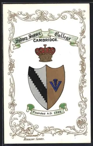 AK Cambridge, Sydney Sussex College, Founded A.D. 1594, Wappen, Krone