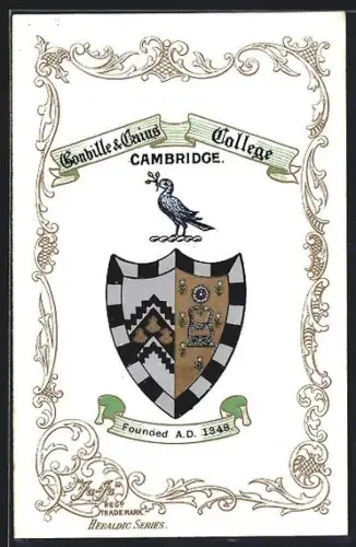 Künstler-AK Cambridge, Bonbille & Gaius-College, Studentenwappen