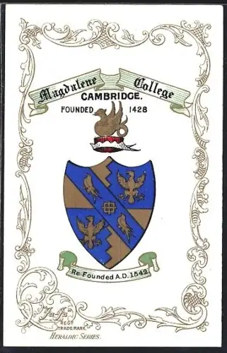 Künstler-AK Cambridge, Magdalene-College, Studentenwappen