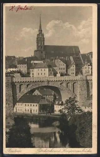 AK Bautzen, Petrikirche und Kronprinzenbrücke