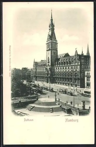 AK Hamburg, Rathaus aus der Vogelschau