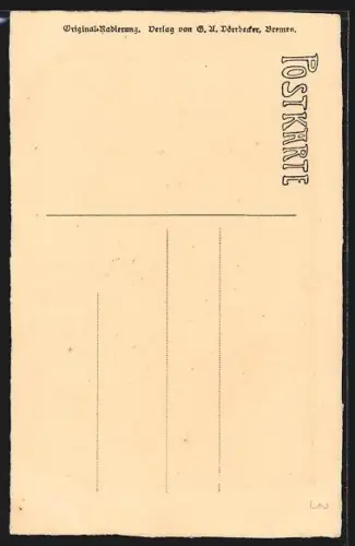 Künstler-AK Bremen, Rathaus, Dom und Börse