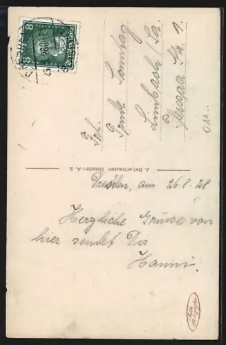 AK Dresden, Blick auf das Georgentor mit Denkmal