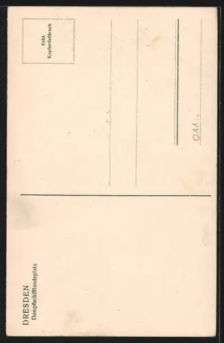 AK Dresden, Dampfschiff-Landeplatz aus der Vogelschau