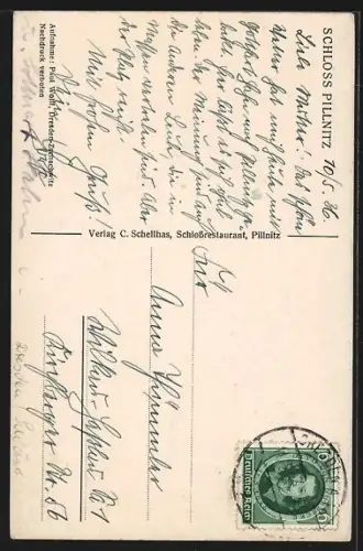 AK Dresden-Pillnitz, Schloss Pillnitz, Teilansicht