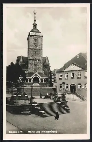 AK Siegen i. W., Markt und Nikolaikirche